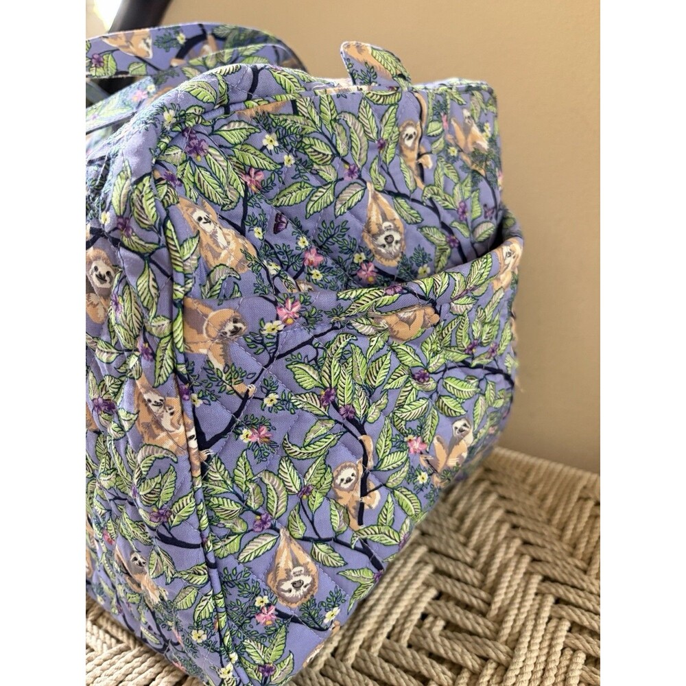 Vera Bradley Hanging Around Purple Sloths Large Travel Duffel Bag Carry on NWT - Picture 3 of 5